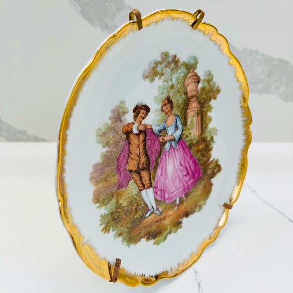 Limoges France Porcelain Miniature Dish Plate w/ Stand - Picture 4 of 4